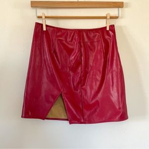 Dolls Kill leather burgundy skirt
